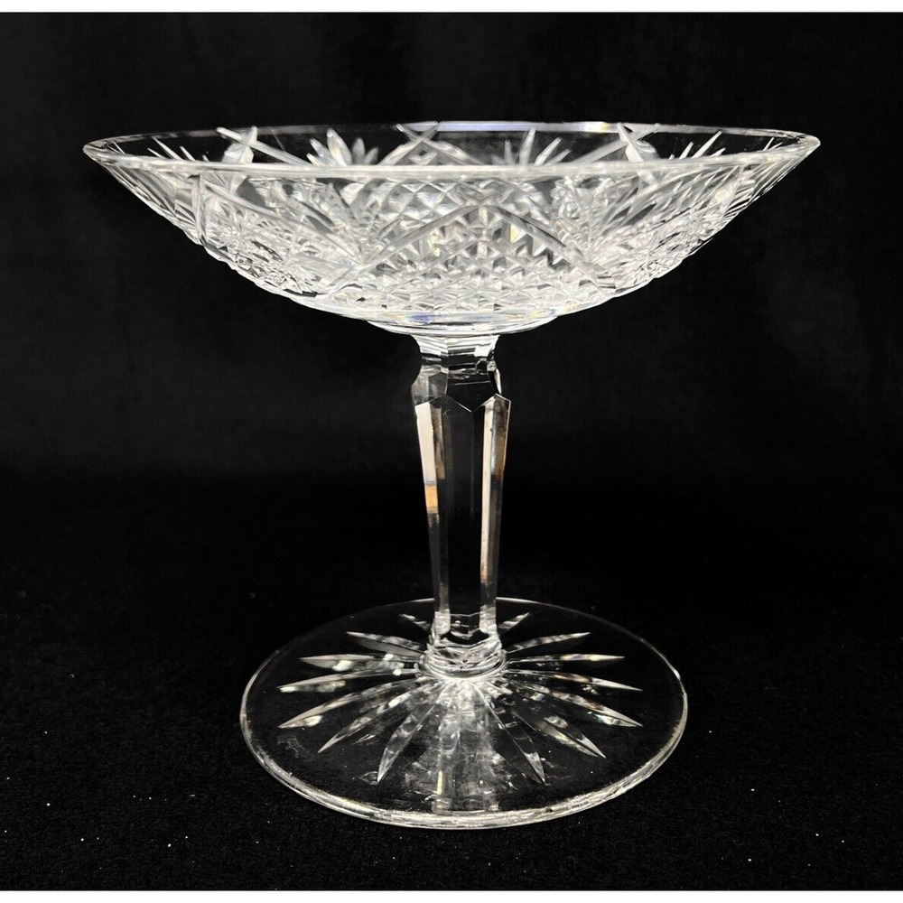Vintage Waterford Signed Crystal Dunmore Hobstar Antique Footed Ireland 5" X 6"